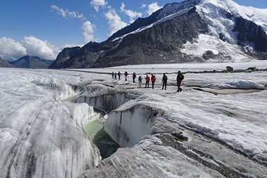 Wandern auf einem Gletscher
