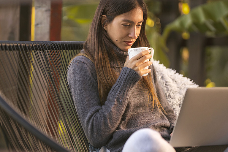 Woman relaxed at work