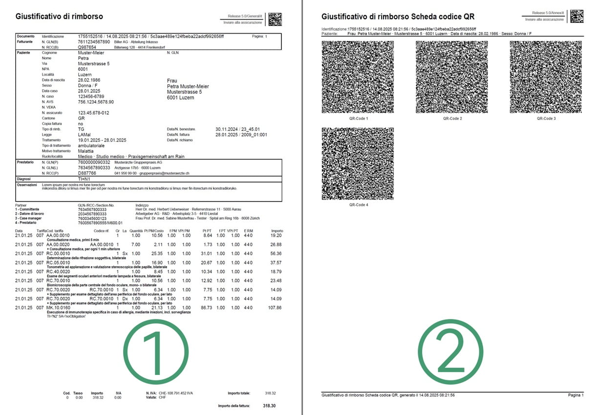 Giustificativo per il rimborso con codici QR